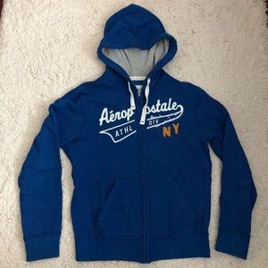 Aeropostale Graphic Logo Blue Zip-up Hoodie Size S